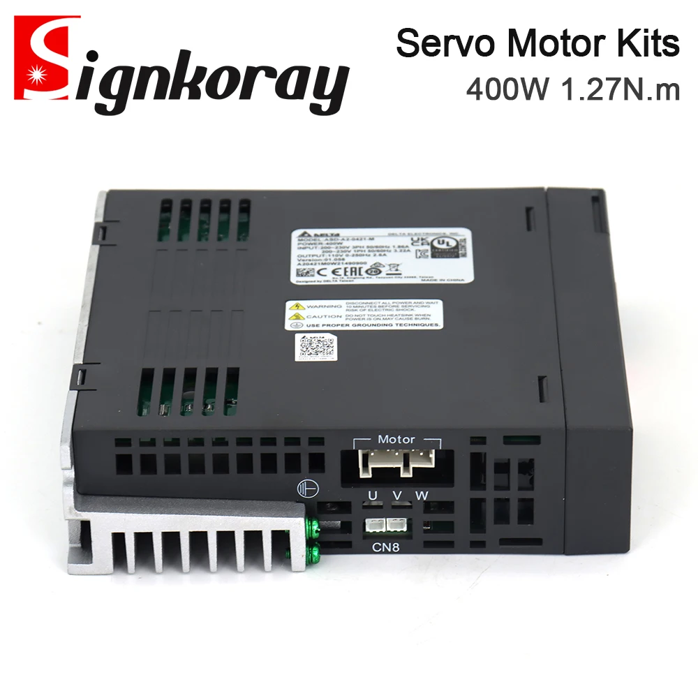 SignkoRay AC Servo Motor Driver Kits 400W 1.27N.m 3000rpm with 3m Cable ASD-A2-0421-M + ECMA-C10604RS