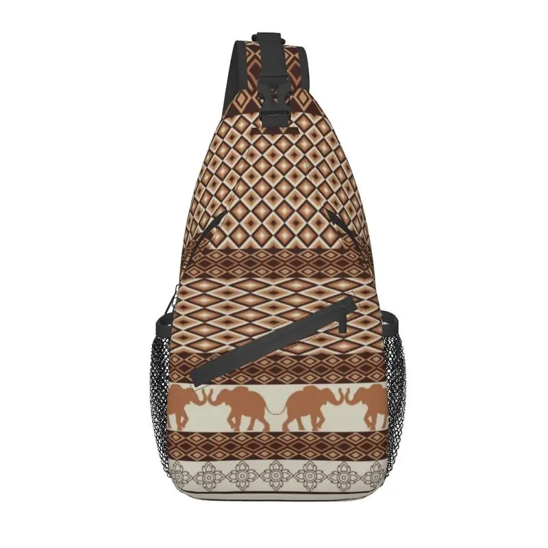 Mochila de hombro con diseño de elefante y geométrico para hombre, morral de hombro con diseño de elefante y geométrico, estilo bohemio, para senderismo