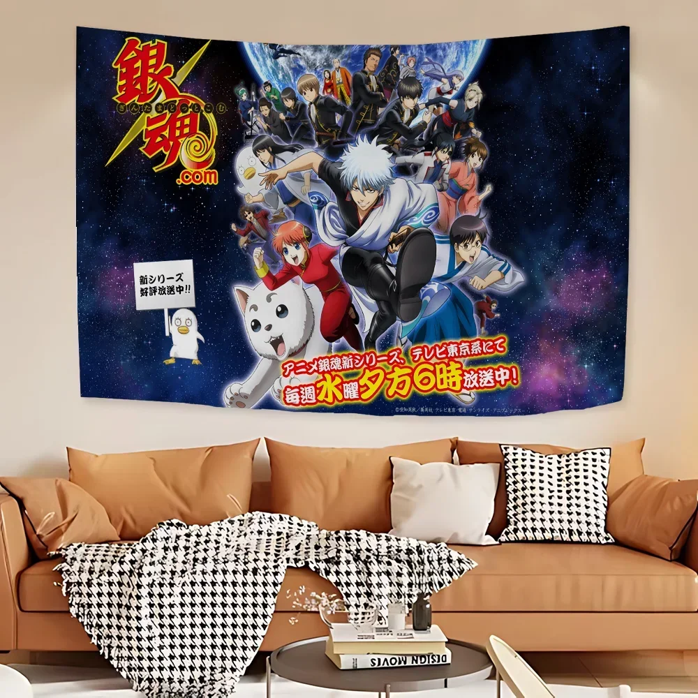 جينتاما مطبوعة كبيرة نسيج الجدار شنقا التارو الهبي جدار السجاد النوم ديكور المنزل #2