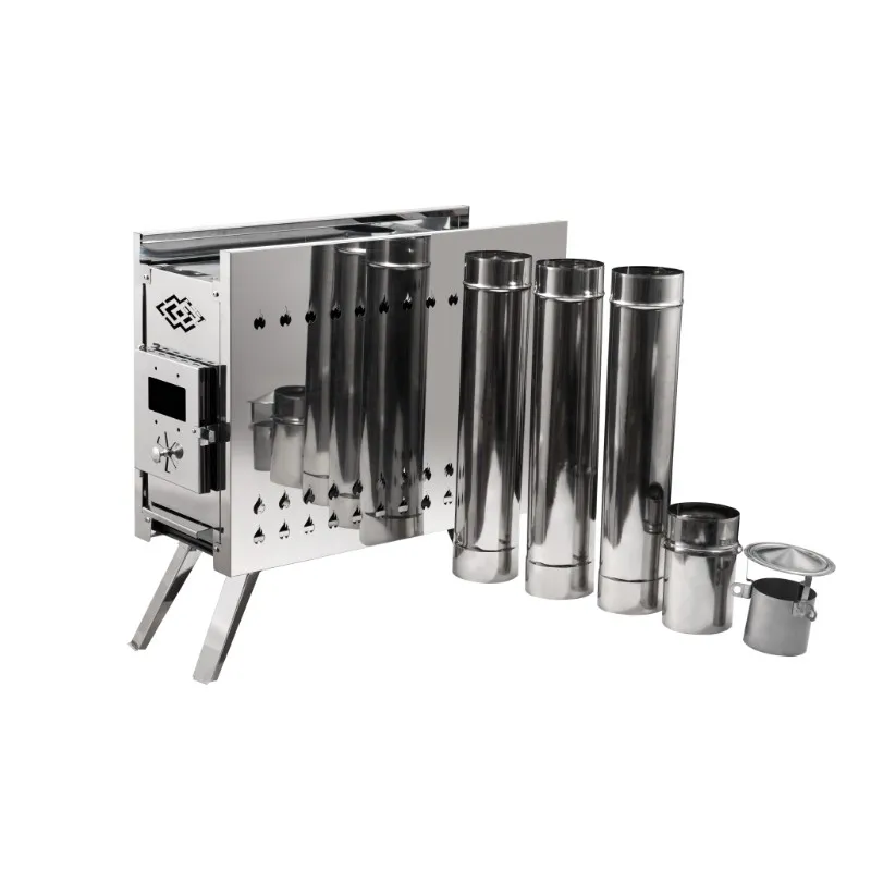 Easy to Use Modern Stainless Steel Wood Burning Stove with Transom Windows Customizable Size Outdoor Camping Indoor
