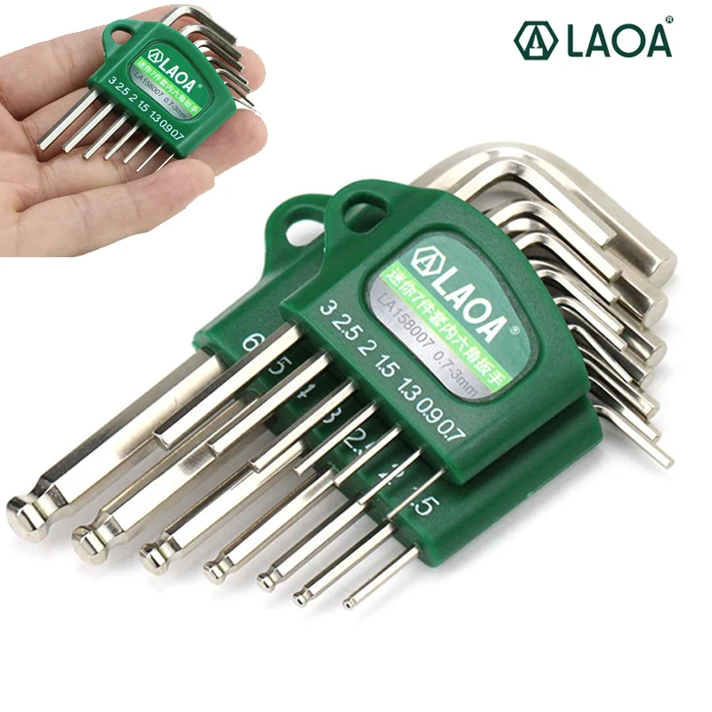 LAOA S2 alloy steel mini hex wrench small miniature 0.7/0.9/1.3/1.5/2/2.5/3mm Spanner Allen Key