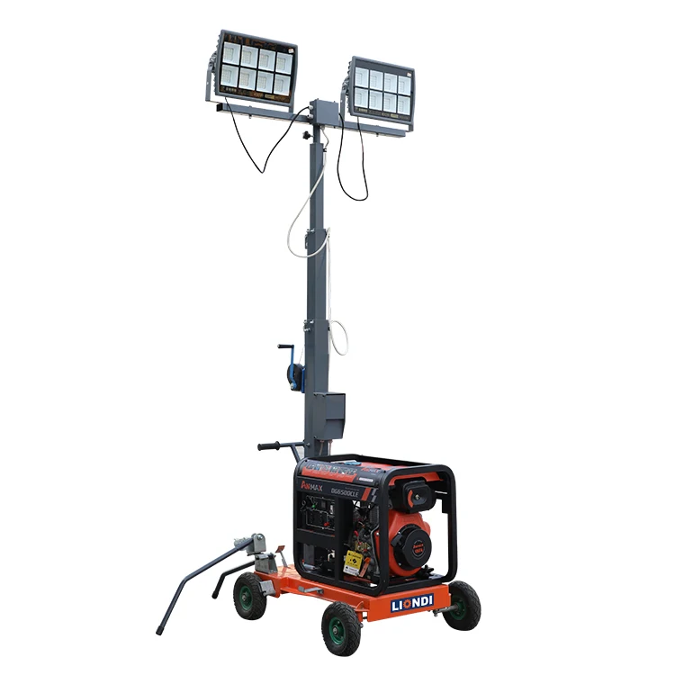 CE Certificate Easy Maintenance 5M Manual Lifting Mast Compact Light Tower with Adjustable Illumination Angle