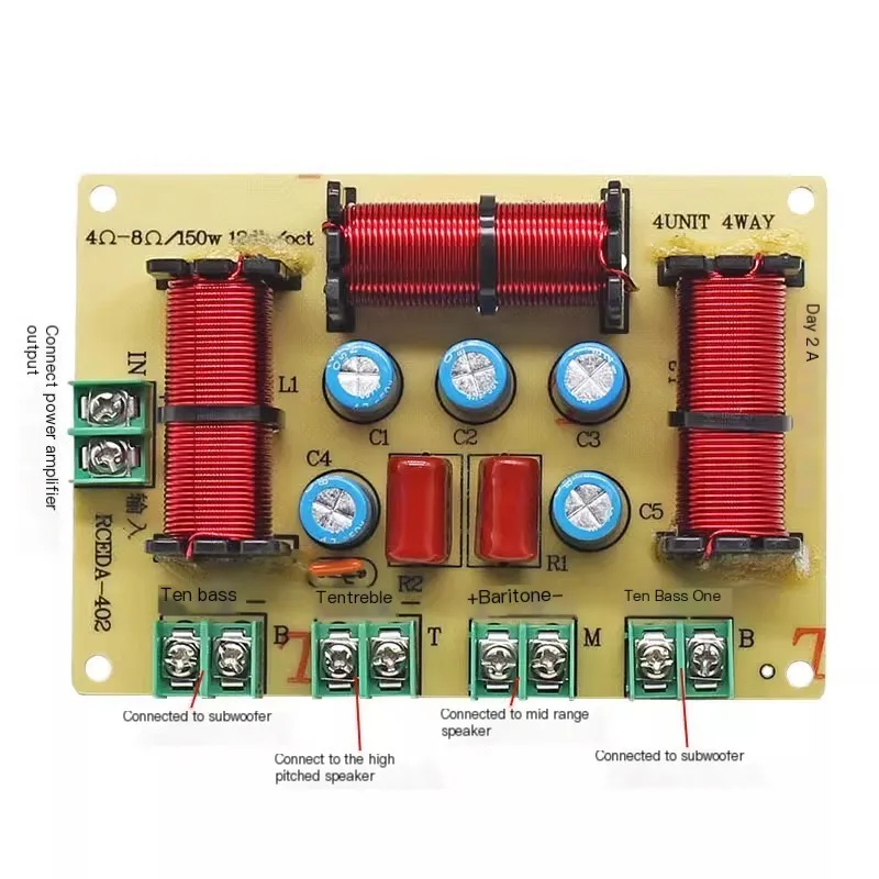 120W Four-Divider One High One Middle Two Low Divider Audio Upgrade Solderless Speaker Retrofitting Four-way Divider