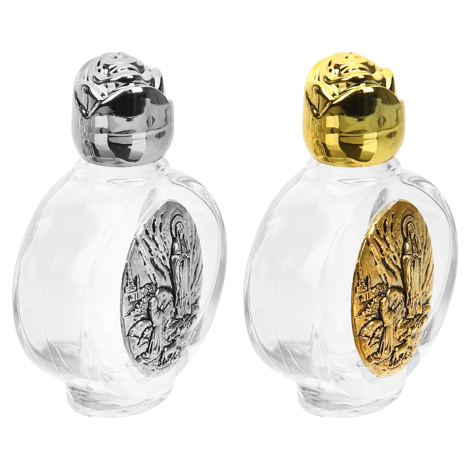

2Pcs Glass Holy Water Bottle Catholic Church Decorations Small Lightweight Refillable Water Containers Elegant Charm Blessing