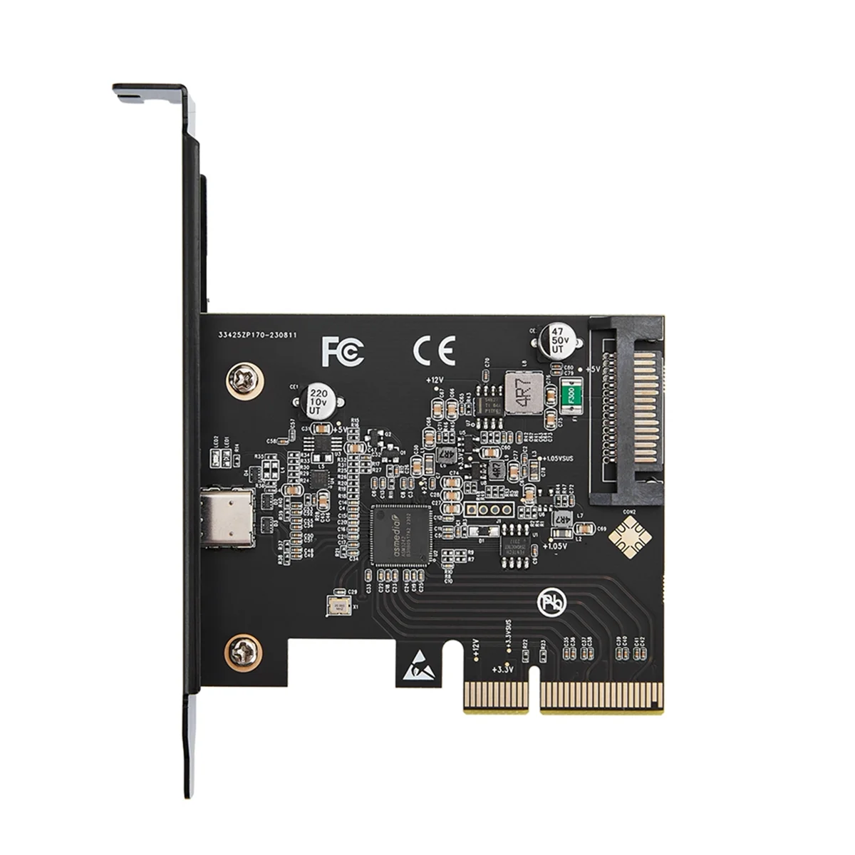 AU32-USB-C 3.2 Gen 2x2 PCI-E Gen 3 X4 Type-C Expansion Card 20Gbps ASMedia ASM3242 Chipset with SATA 15 Pin Power