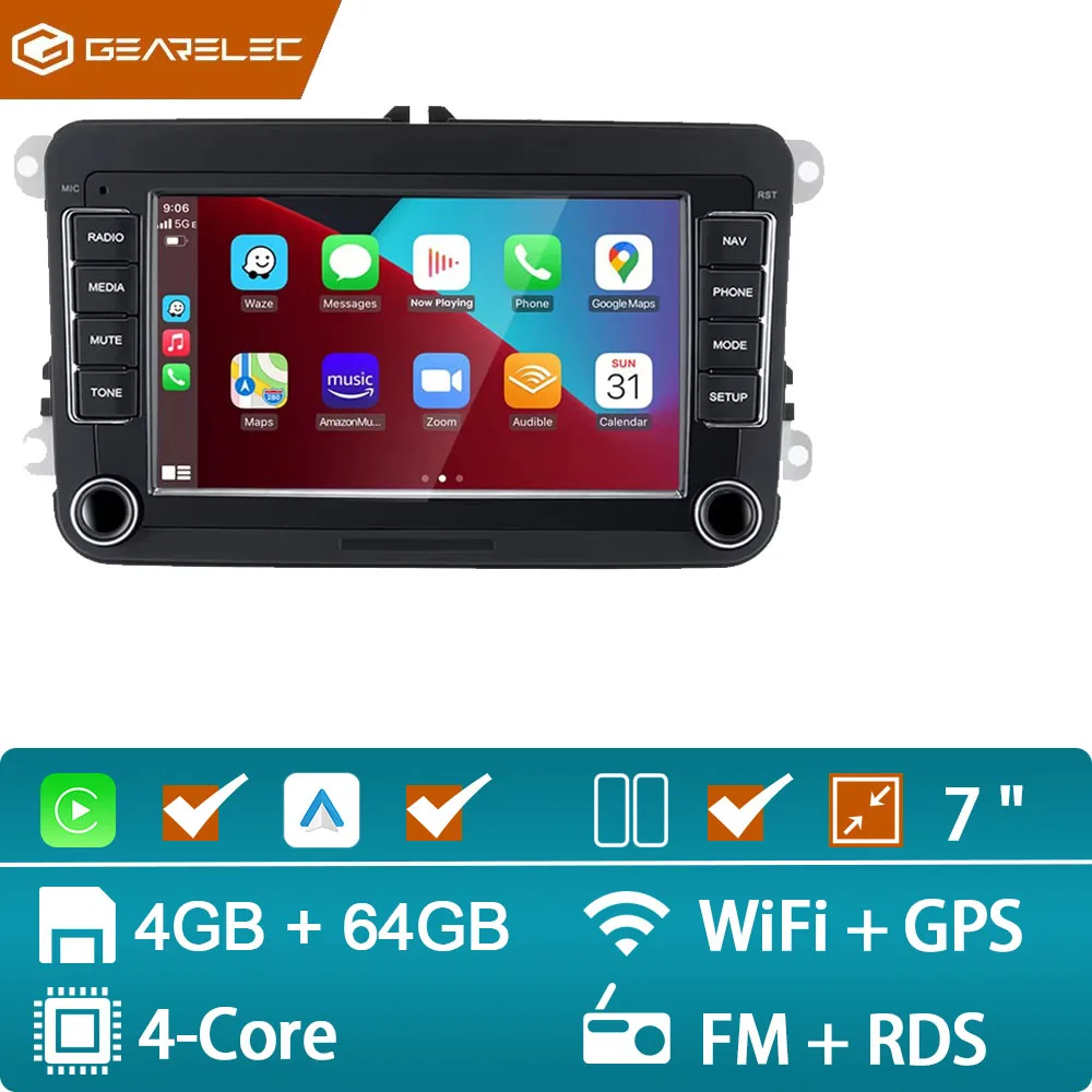 Android 13 Autostereo voor VW Volkswagen Seat Golf Passat Jetta 7 Inch Autoradio Carplay Android Auto GPS Bluetooth FM Wifi