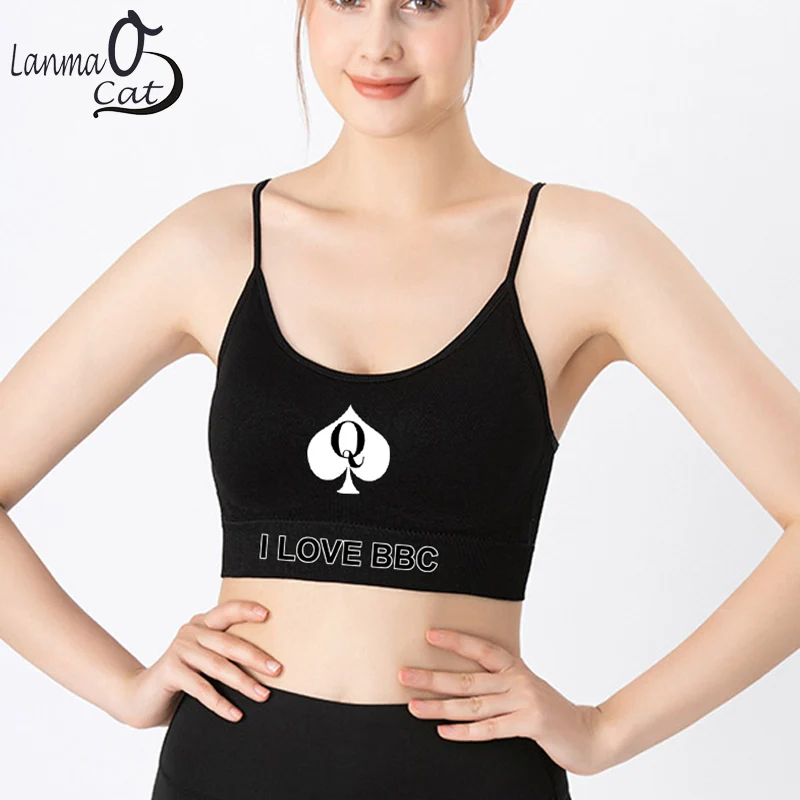 Q Spades Sports Bra Tank Top For Women Running Workout Clothing Bra Top Sportswear Training Solid Sports Bras