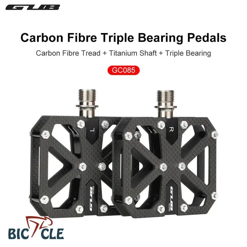 GUB GC-085 Carbon Pedal with Titanium Axle Anti-slip Ultralight CNC MTB Bike Sealed 3 Bearing Pedals Bicycle Accessories