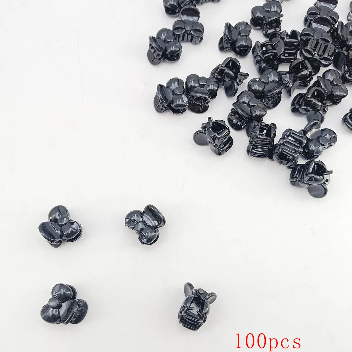 10/20/50/100 PCS Haarklammern für Frauen 2 cm kleiner Bogen Schwarz Braun Transparenter Kunststoff Mini Haarnadel Haarspangen Haarzubehör – Detail 4