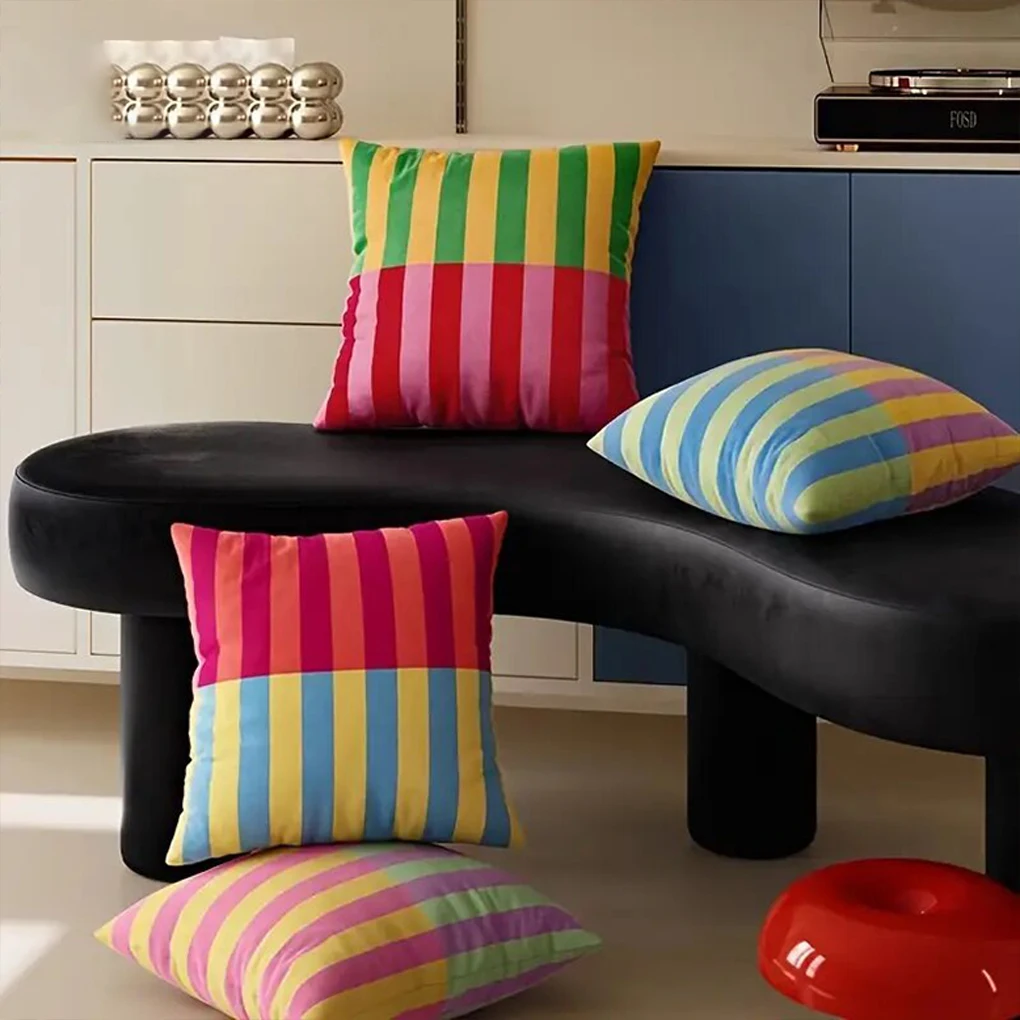 

4 упаковки/лот, красочная наволочка в полоску с застежкой-молнией для дивана, автомобиля и спальни, бархатная