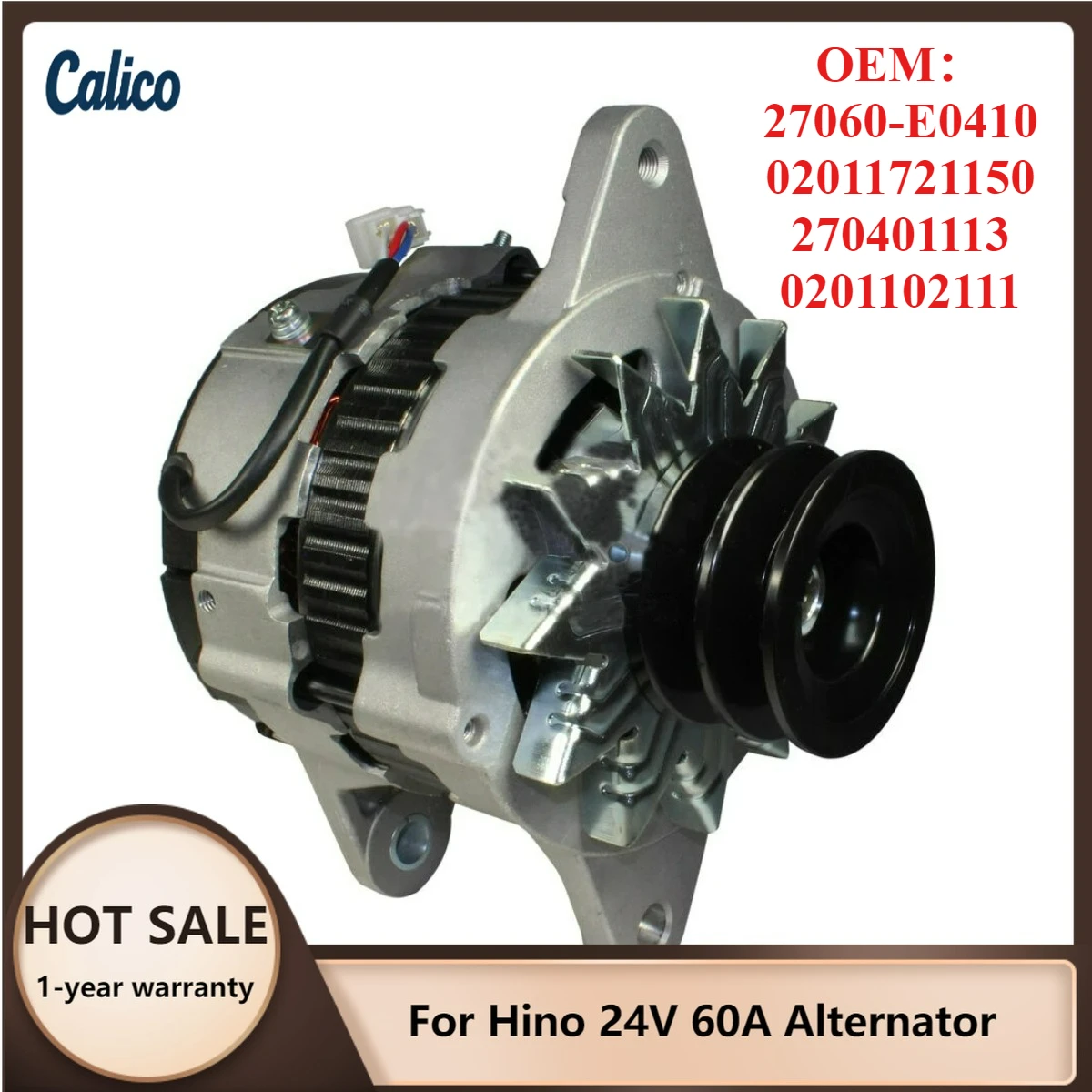 

Top Quality Is Suitable for Hino 24V 60A Alternator 27060-E0410 02011721150 270401113 02011021113