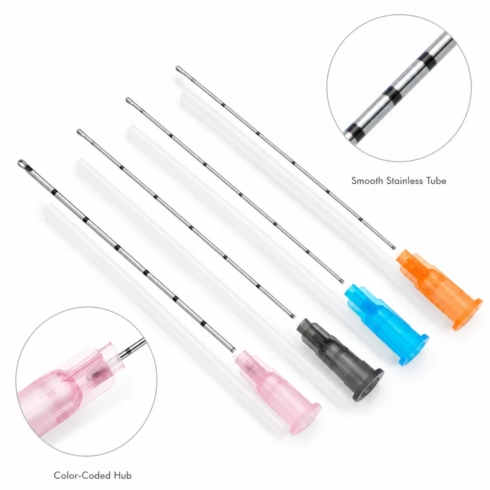 Disposable Blunt Tip Micro Cannula for Aesthetic Dermal Filler Injection 18G-30G 25mm-70mm Sterile Filler Cannula Needles