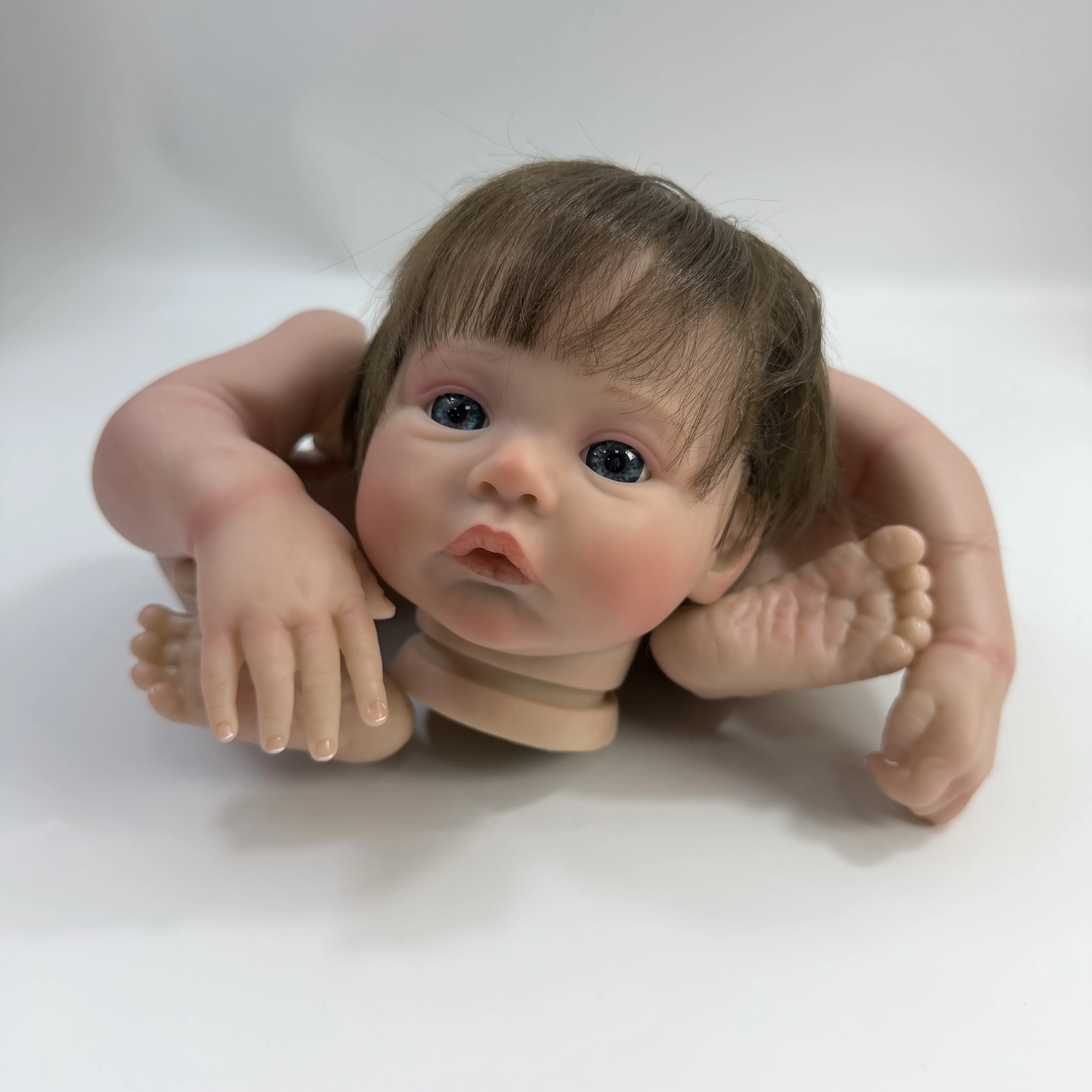 17 inch Already Painted Reborn Doll Kit Meadow Lifelike Handmade Rooted Hair Soft Fabric Body Vinyl Reborn Doll Parts DIY Mold