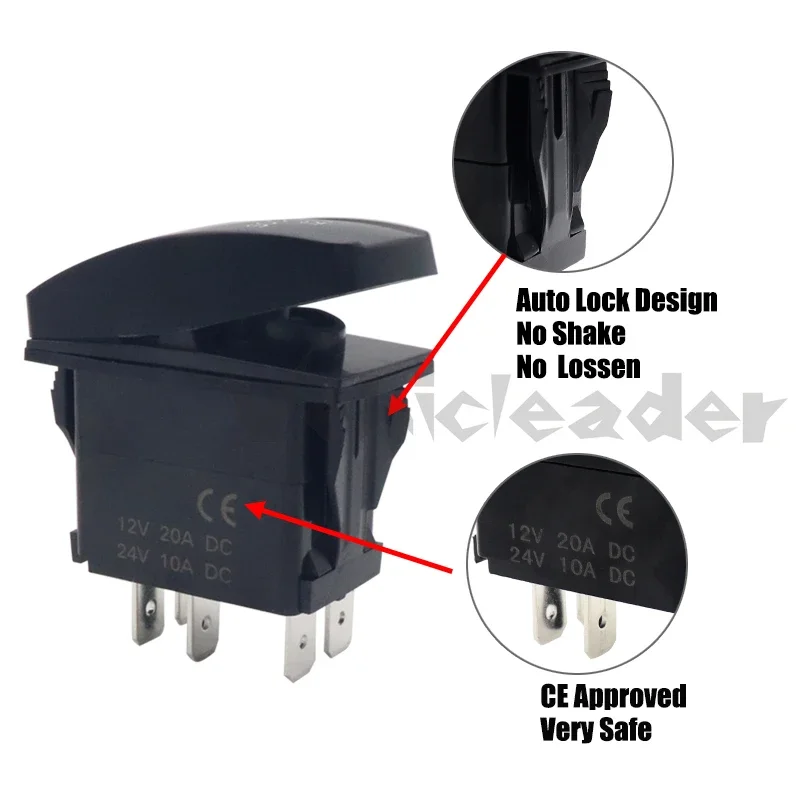 12V 24V Marine Boat Rocker Switch Toggle 5Pin SPST / 7Pin DPDT ON-Off Switch 12V/20A 24V/10A with LED Light For Car Truck Marine