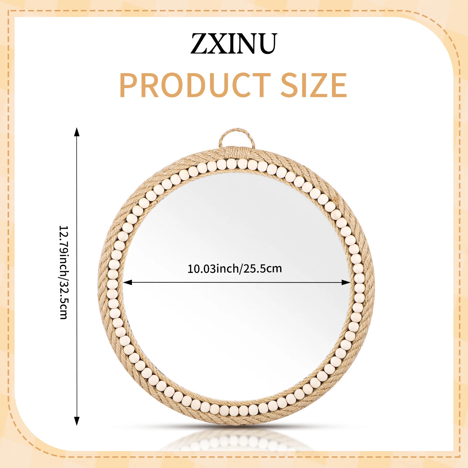 Hand-woven Nordic decorative hanging mirror creative hanging wall sofa porch homestay style background wall decor makeup mirror