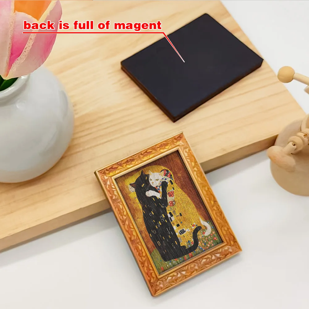 The Kiss Cats Kühlschrankmagnet, Vintage gerahmte Magnetkunst für Küche, Kühlschrank und Heimdekoration, einzigartiges Geschenk für Katzenliebhaber – Detail 4