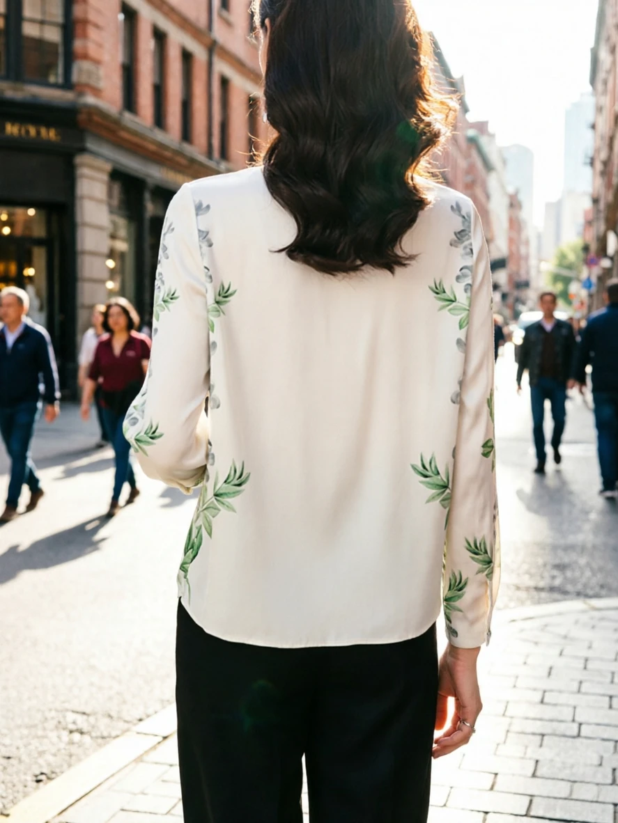 New Spring silk shirts Women Blouses office ladies shirts Fashion printed tops blusa mujer