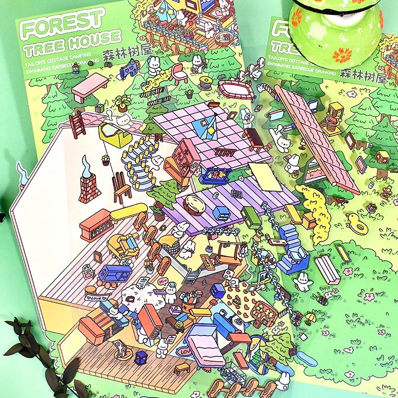 Миниатюрный пейзаж, уникальные красочные упакованные наклейки, интерактивные ручной работы для снятия стресса, новинка 2025 года