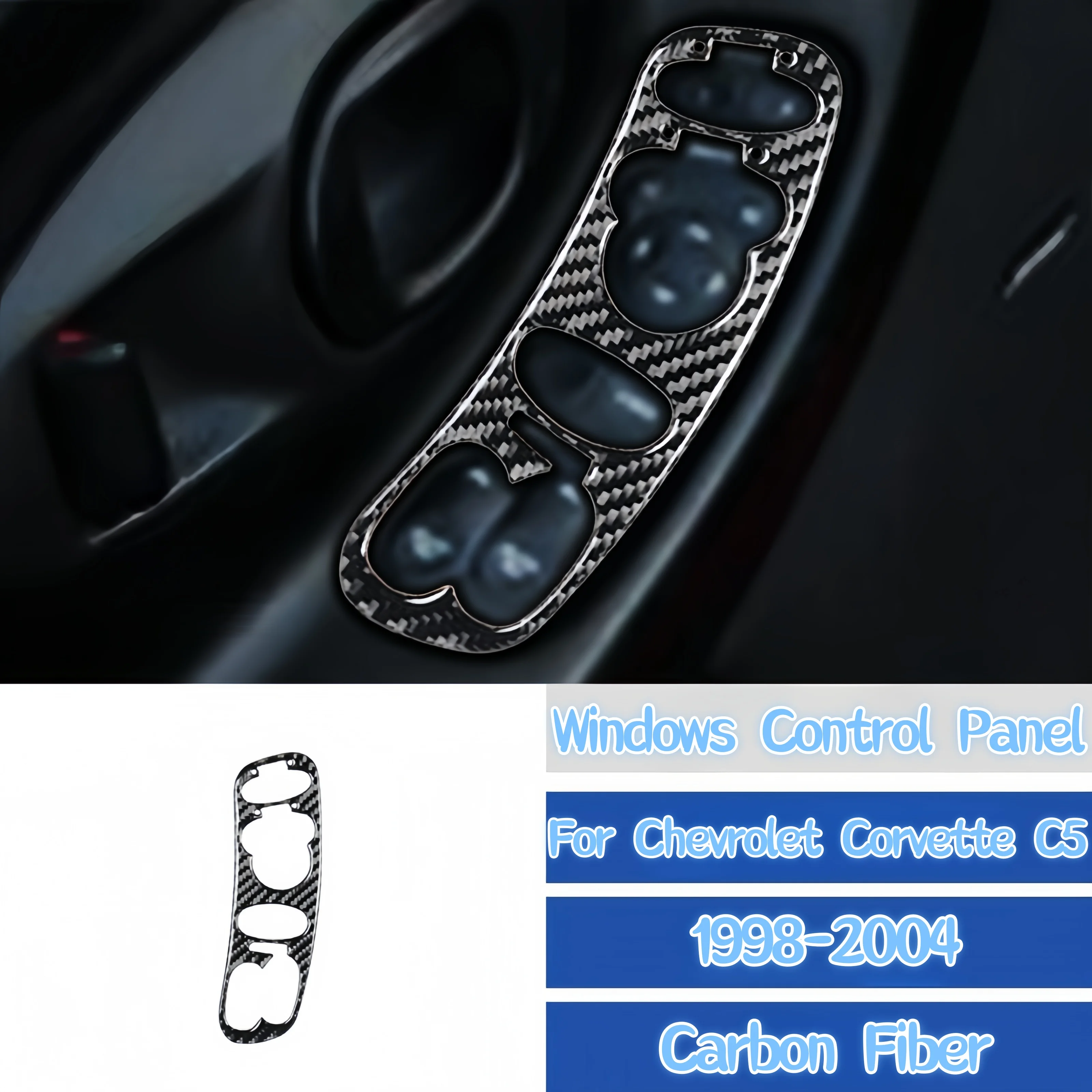 

For Chevrolet Corvette C5 1998-2004 Accessories Carbon Fiber Interior Car Windows Control Panel Trim Cover Decoration Sticker