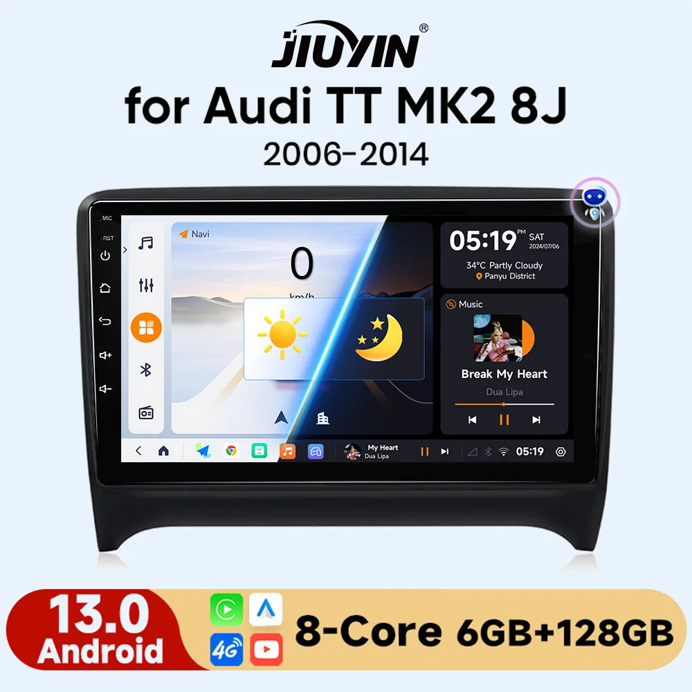 

JIUYIN Android 13 Car Radio For Audi TT MK2 8J 2006 - 2014 wireless CarPlay Android Auto car intelligent systems No 2din DVD