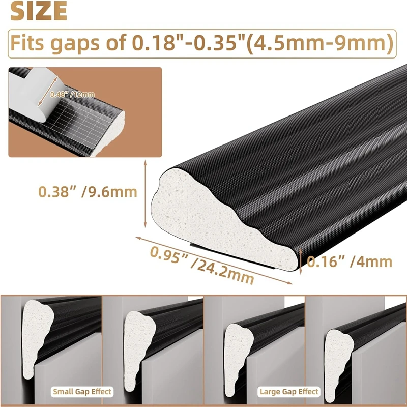 White Window Weather Strip, Door Base and Side Sealing Strip, Self-Adhesive Polyurethane Foamframe Soundproof Insulation Tape