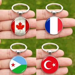 Canada Turkey USA Keychain France Italy Somaliland Somalia Djibouti Argentina Venezuela Hungary Photos Glass Dome Keyring Gift
