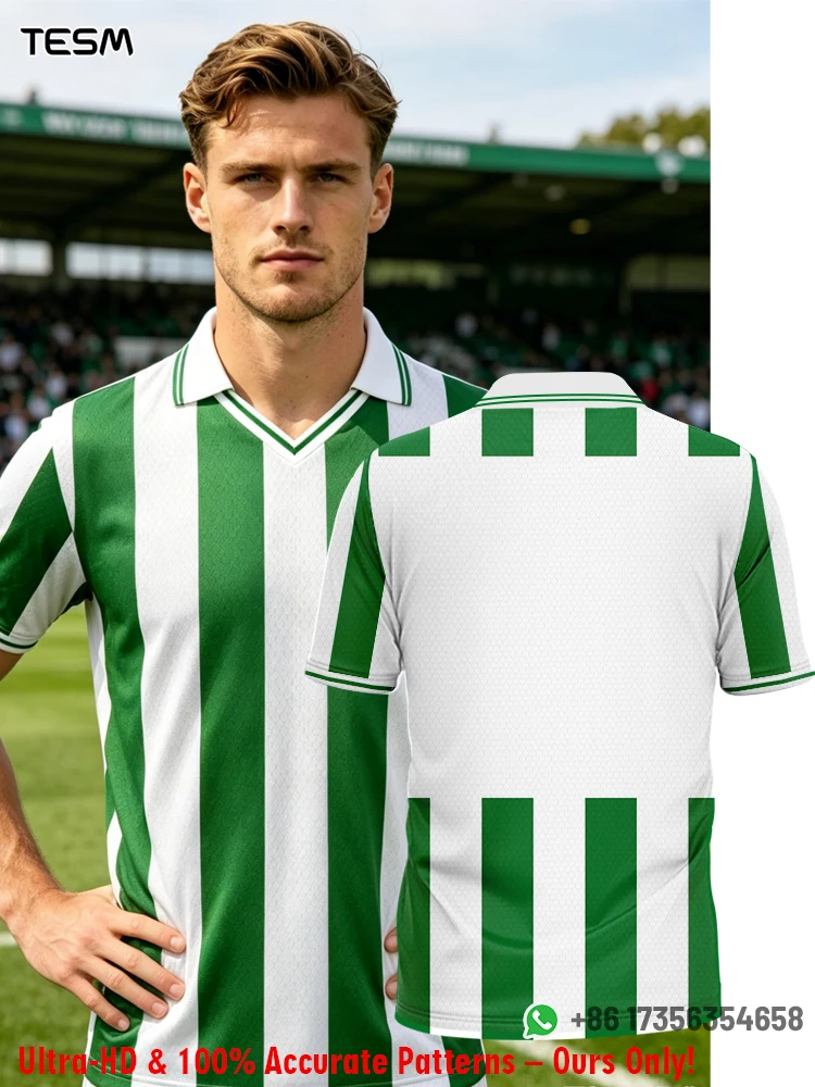 Men Green White Vertical Striped Polo Quick Dry Breathable S