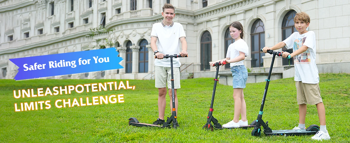RCB Electric Scooter for Children Aged 8-12-16 Years, Only 7.55KG Foldable Electric Scooters, Two Types of Braking, Max 16 Km