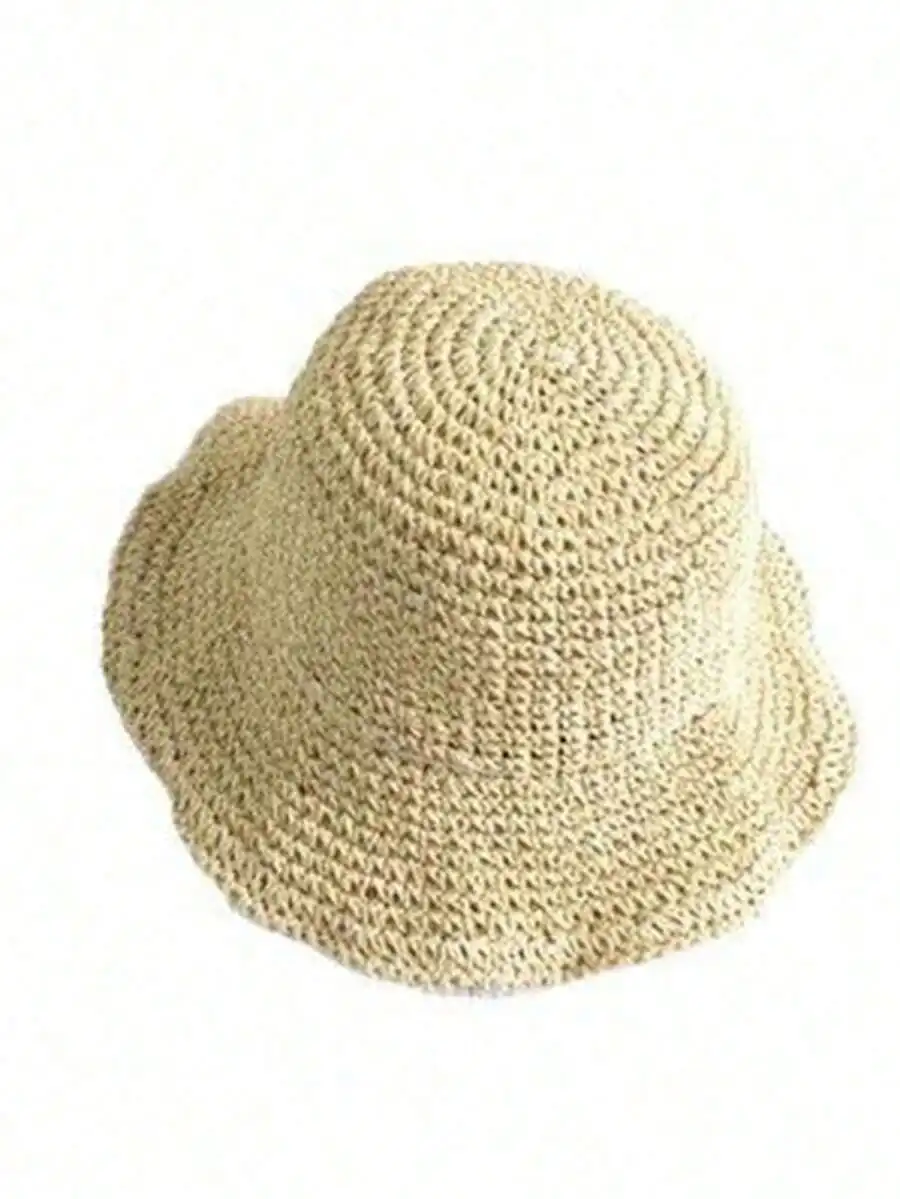 

1pc Women Fashion Straw Hat, Outdoor Beach Hat, Braided Fisherman Hat Summer Beach Holiday, Foldable Large Brim Hat, & Daily Use