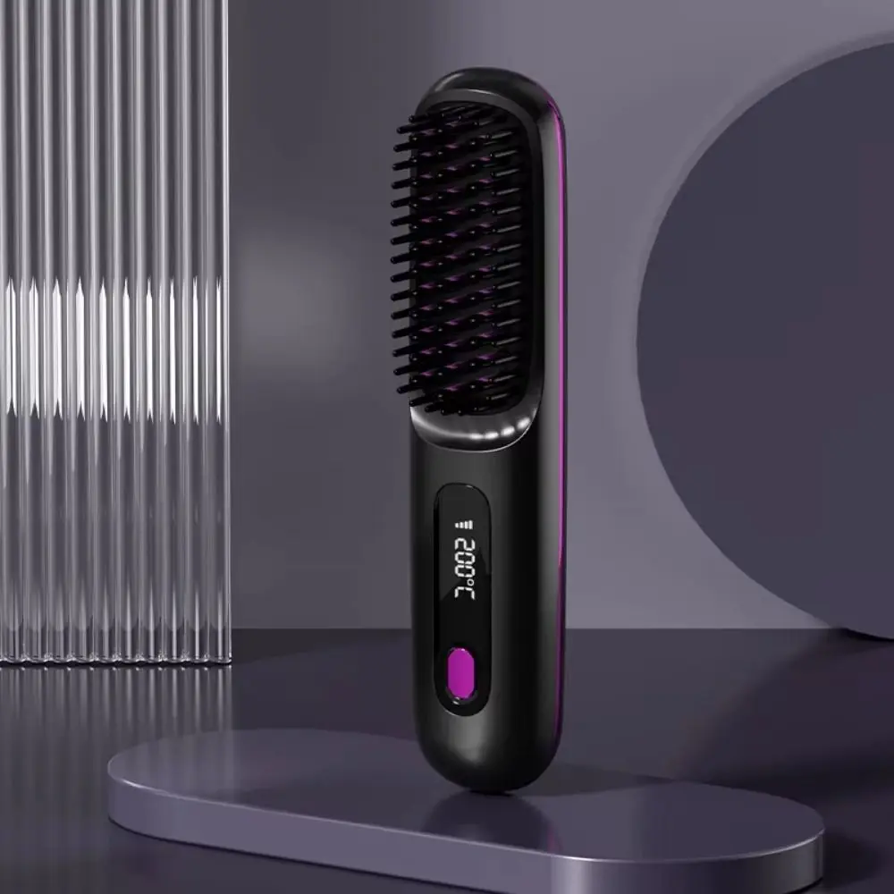 LED Digital Display Electric Straightening Comb Negative Ions Dual Use Hair Straighten Brush Fast Heating Temperature Adjustable