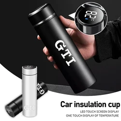 Car Vehicle Portable Smart Stainless Steel Thermos Cup For Volkswagen GTI Passat Golf Polo Scirocco Tiguan Jetta Arteon Beetle