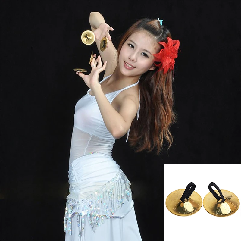 Professional Women Belly Dance Accessories Copper Finger Cymbals Belly Dance Zills Egypt Tribal Belly Dance Props 1 Pair (2pcs)