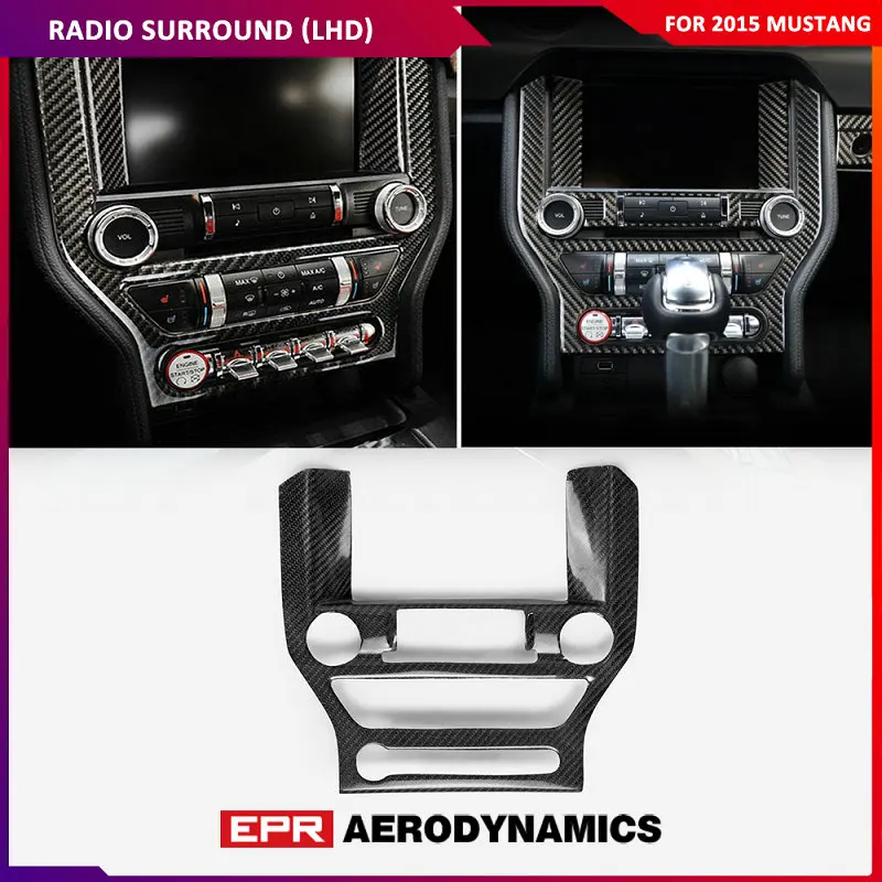 

Car Accessories Carbon Fiber Radio Surround Glossy Finish Fibre Interior Set Cover Kit Part Fit For Ford 2015 Mustang LHD Only