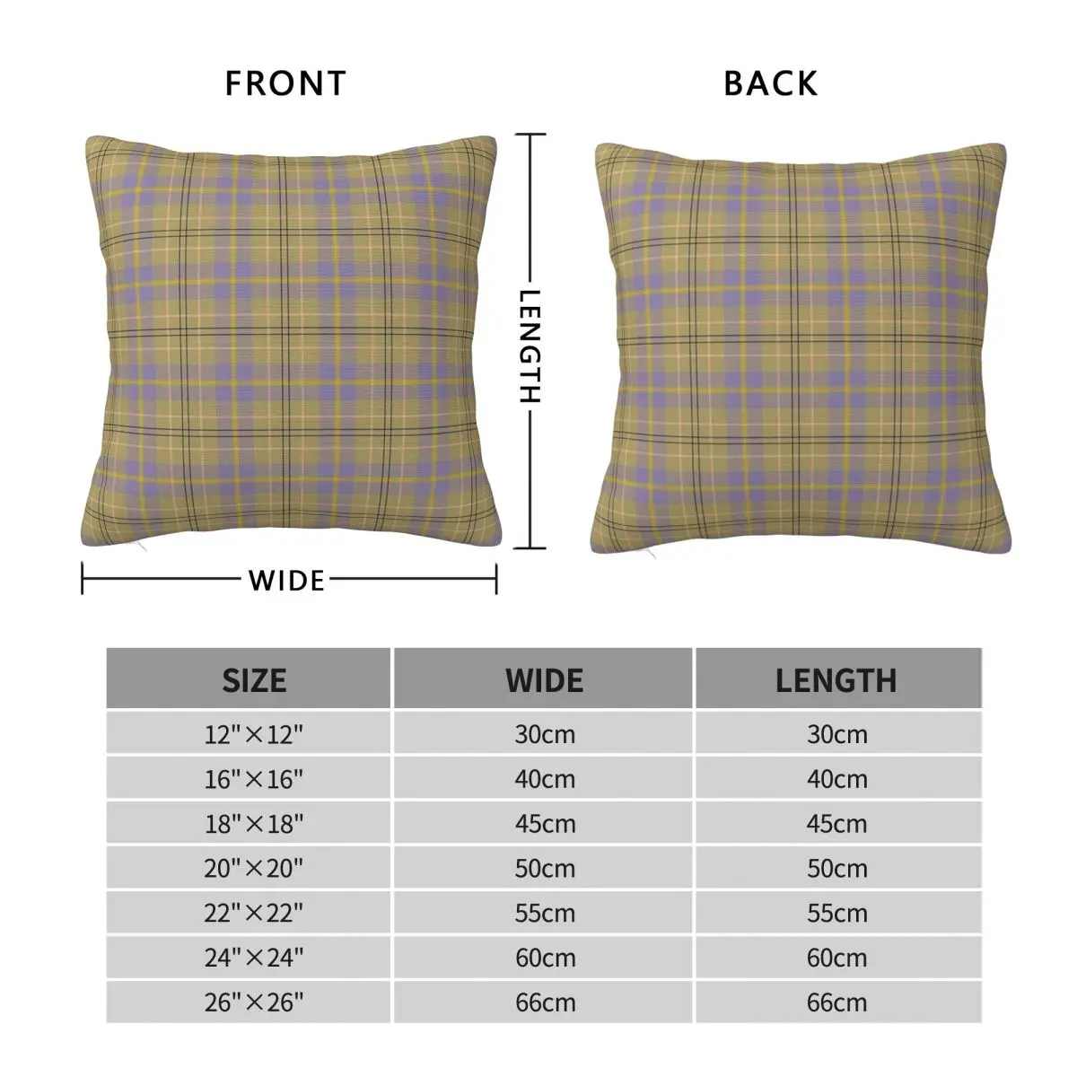 Taylor Ancient Tartan Square Pillowcase Polyester Linen Velvet Pattern Zip Decorative Sofa Cushion Cover