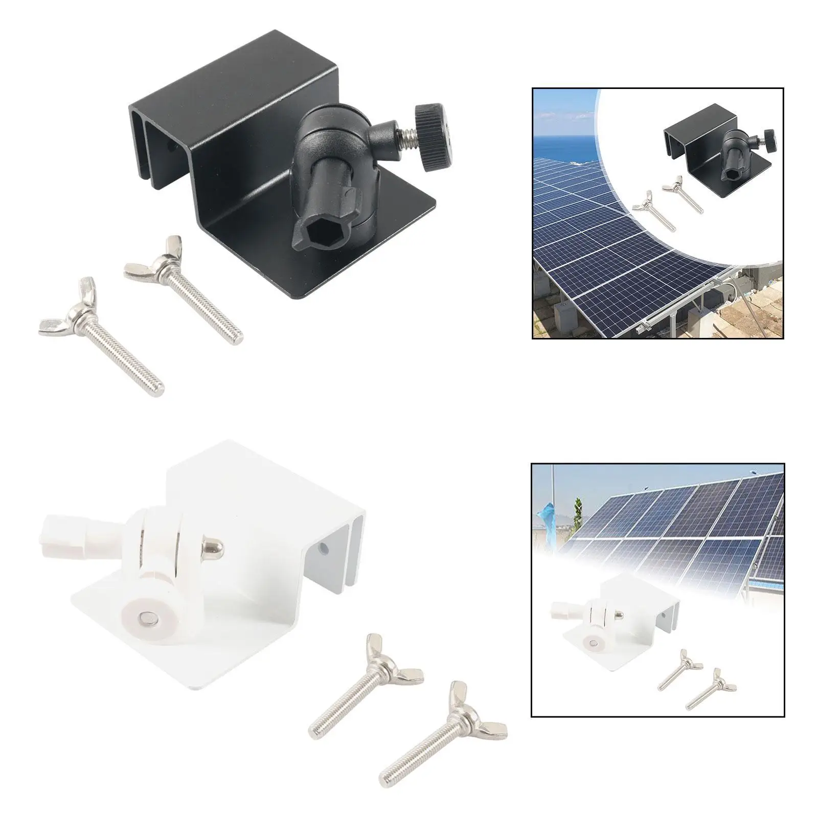 Universal Solar Panel Gutter Mount Accessory Flexible Rotation 7.5x6x3.1cm Simple Assembly with 2 Bolts Aluminum Alloy Bracket