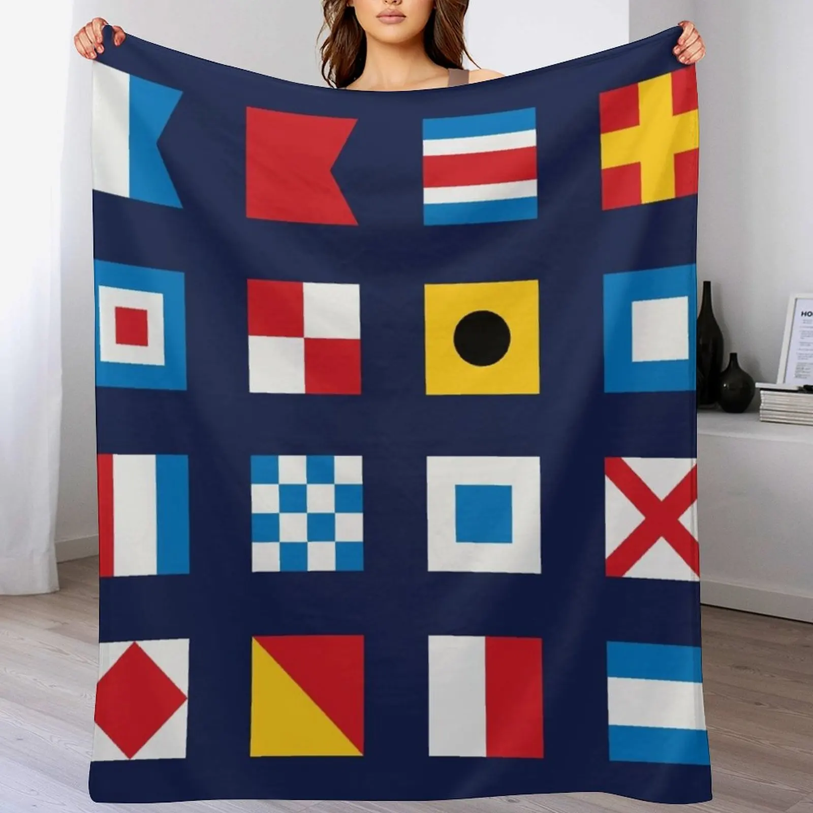 Nautical flags, sailing, Maritime signal flags Throw Blanket Large Hairys Sofas Blankets