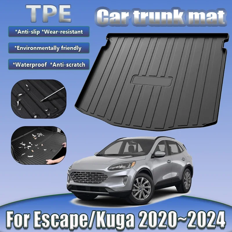 

Car Trunk Mat For Ford Escape/Kuga 2020~2024 2021 2022 2023 Waterproof Anti-dirty Rubber TPE Trunk Pad Cargo Liner Accessories