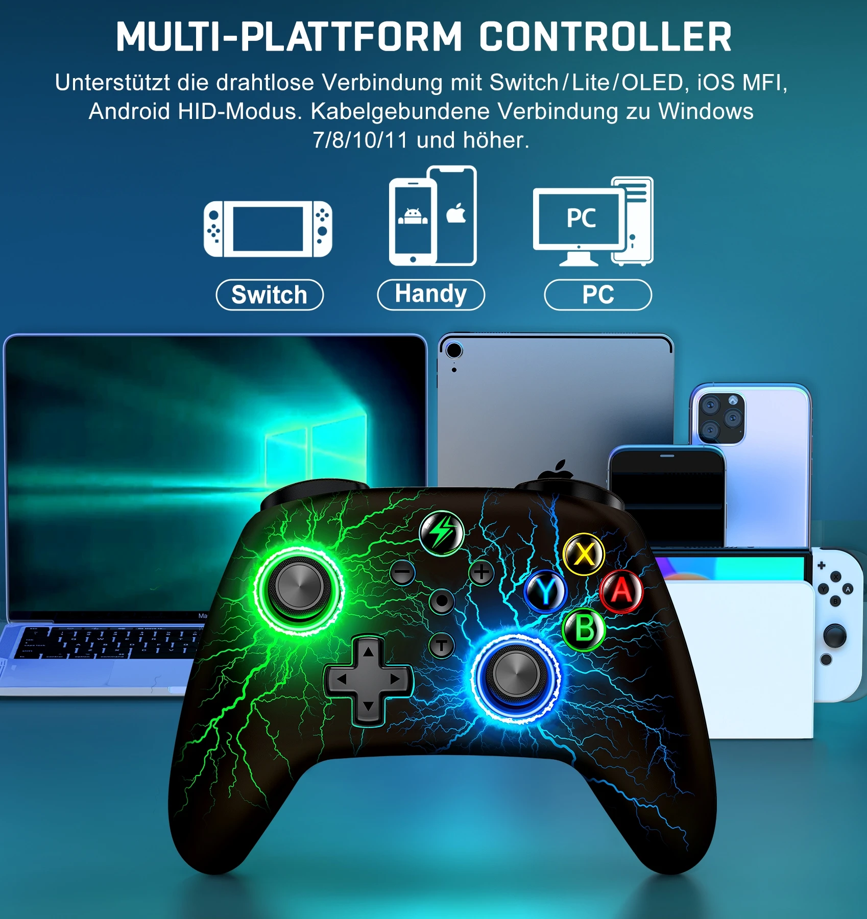 BEBONCOOL RGB FOR PC/Nintendo Switch/Android/iOS Multi-System Compatibility Gamepad Upgrade Programming Mode Switch Controller