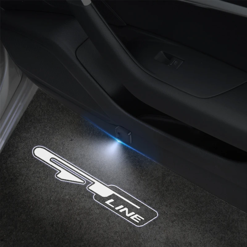 For Hyundai Peugeot GT Line Emblem Sportage R Ceed Sorento Car Door Light Welcome Lamp Wireless Laser Projector Auto Decoration