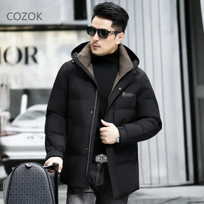 

COZOK Short Down Jacket Removable Hat Designer Clothes Men Duck Down Padding Winter Jacket for Men Male Coat Casual Man Sack