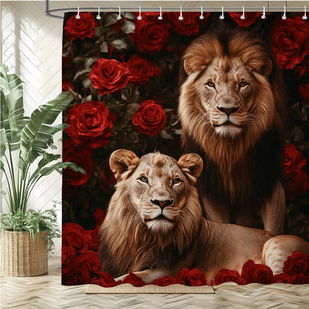 

Roses, flowers, lions and leopards Shower Curtain Bath Curtain Animal Printed Bathroom Curtains for Home decoration Curtain