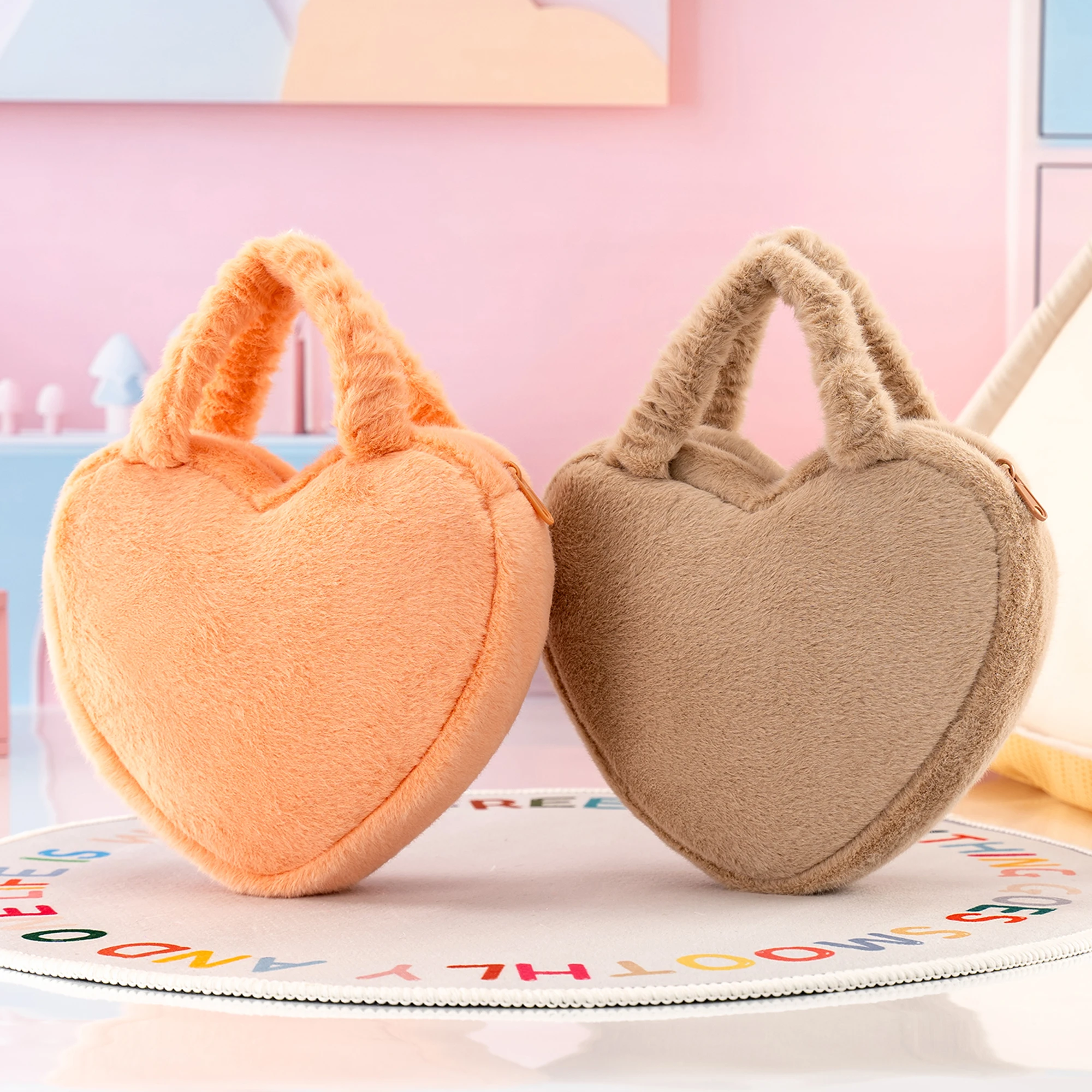 Gloveleya ตุ๊กตากระเป๋า Kawaii Heart กระเป๋าถือเด็กกระเป๋า Crossbody เครื่องสําอางค์กระเป๋าเดินทางหญิงของขวัญ