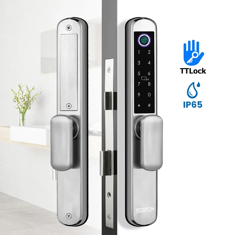 Tediton Fechadura Inteligente TTlock Aluminum Gate Digital Electronic Waterproof Fingerprint Smart Door Lock