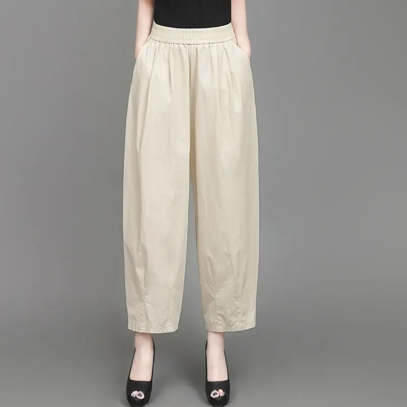 Lose Hohe Taille Neun Punkt Baumwolle Casual Hosen frauen Sommer Neue Sle Laterne Hosen Dünne Wirkung Leichte