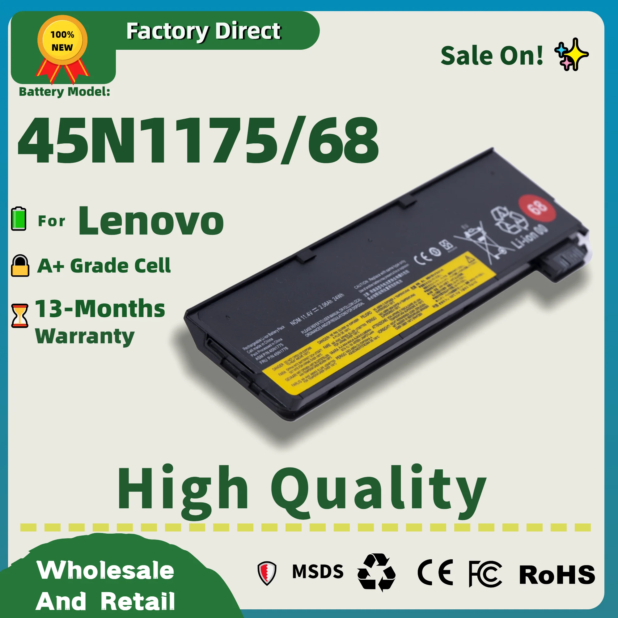 

Factory Direct! X240 3C-68 45N1775 45N1776 45N1124 45N1125 45N1126 Laptop Battery FOR LENOVO ThinkPad T440 T440S T450 T450S