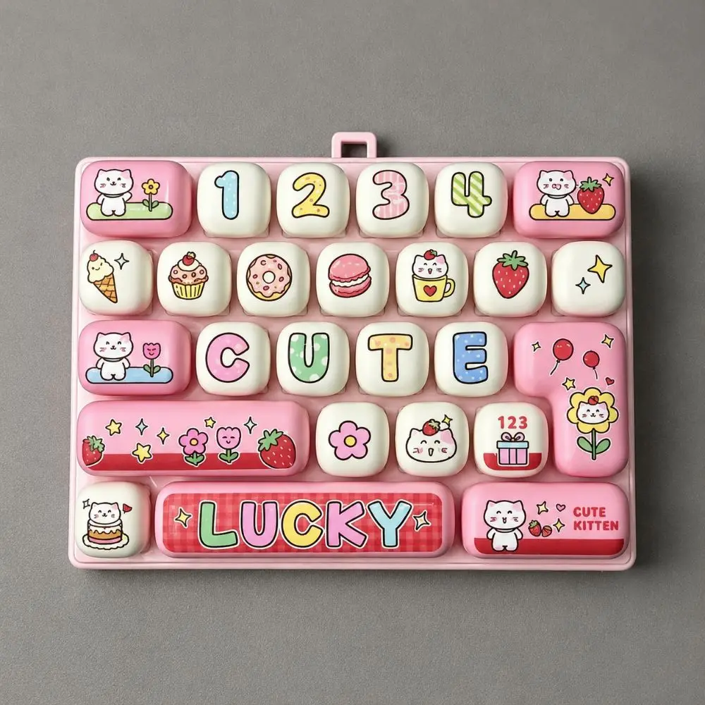 26 Keys Mechanical Keyboard Toy Clear Key Sounds Hangable Stress Relief Fidget Toy Creative Gift Toy Bag Pendant Charm