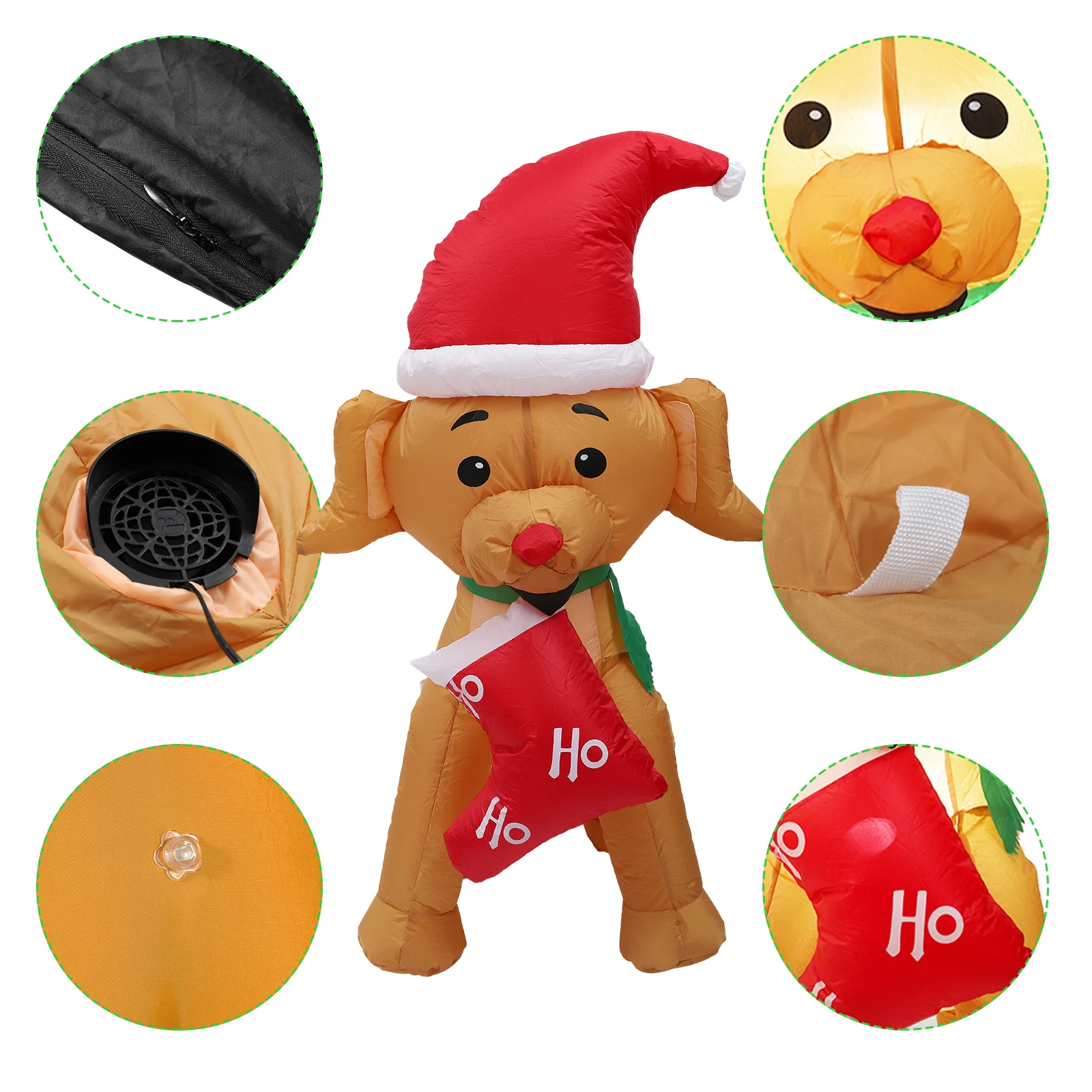 

Inflatable Dog Decor 150cm Christmas Puppy Socks Model Outdoor Polyester Holiday Ornament Reusable Yard Garden Party Xmas Decor