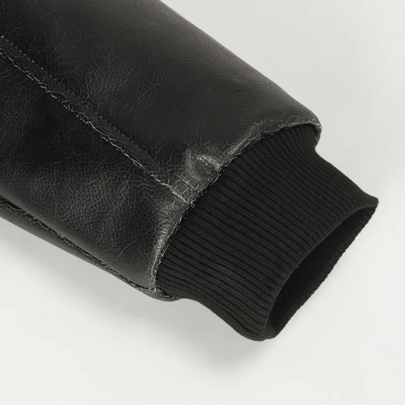 MWJLPWQ الأمريكية متصدع الجلود دراجة نارية برشام سترة الرجال عالية الشارع التلبيب كم طويل بلايز العصرية 2025 الخريف جديد 21293 #6