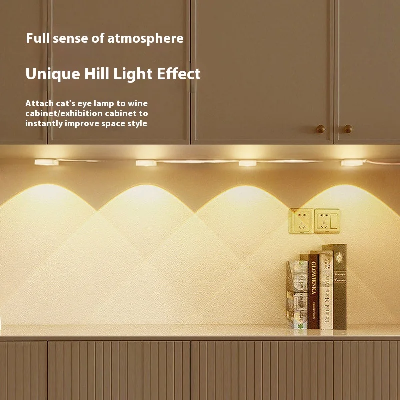 Ultra-Thin LED Smart Body Sensor Light Cat Eye Hill Light Bar Rechargeable Self Adhesive Closet Wine Cooler Cabinet Light Strip