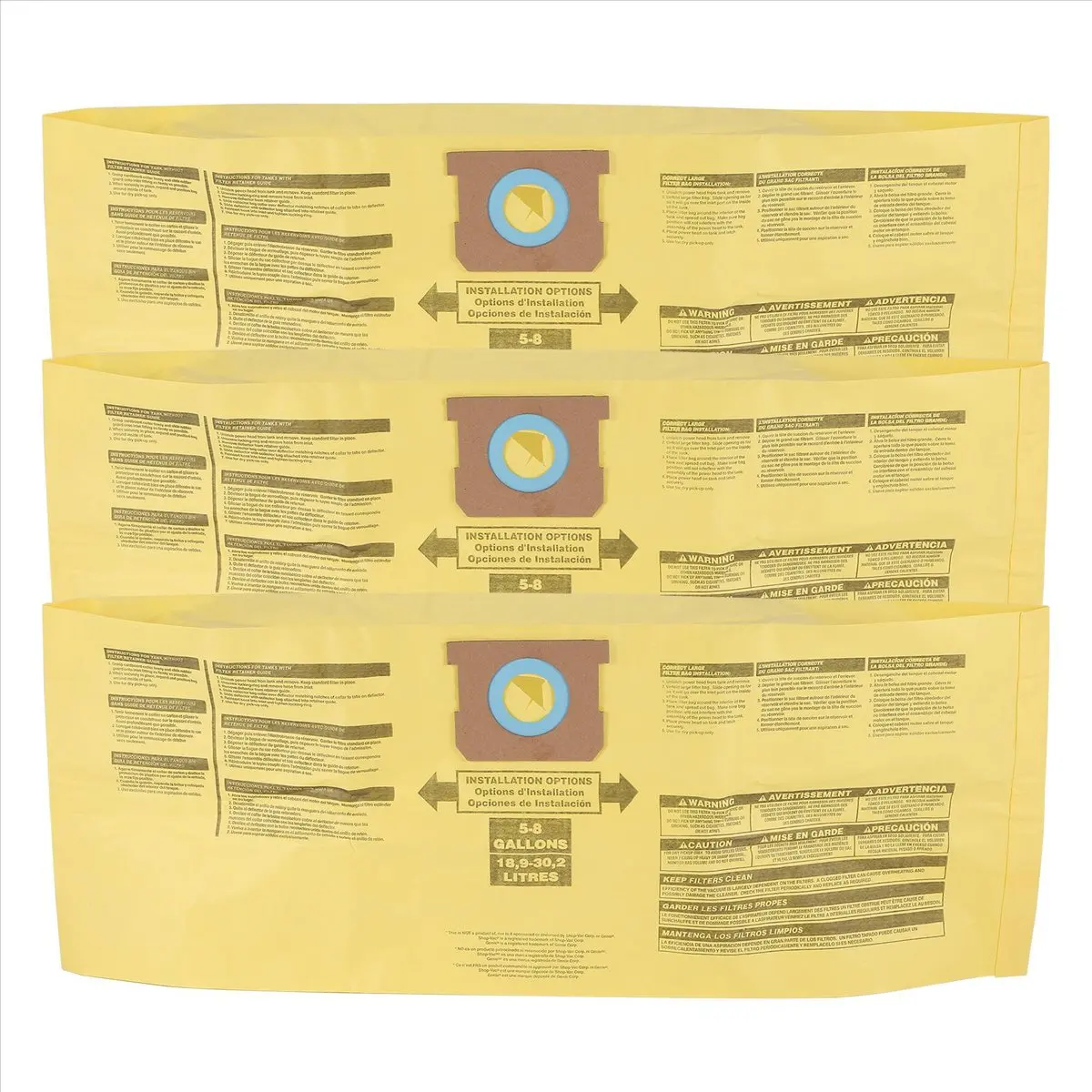 AA97 3 Pack Type H 9067100 Vacuum Filter Bags Replacement for 5-8 Gallon Vacuums,Replace Part 90671 9067100